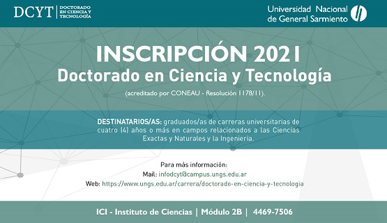 Inscripción para el Doctorado en Ciencia y Tecnología