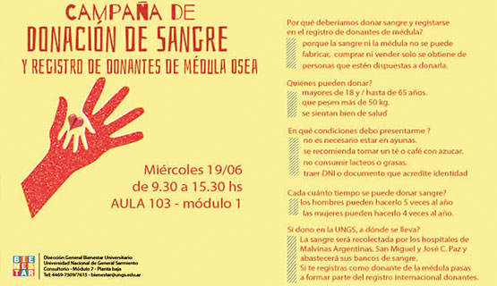 Campaña de donación de sangre y registro de médula ósea