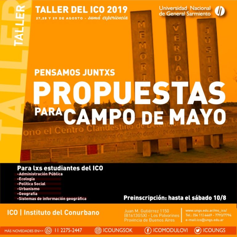 Taller ICO 2019 Campo de Mayo. Para estudiantes de todas las carreras del ICO