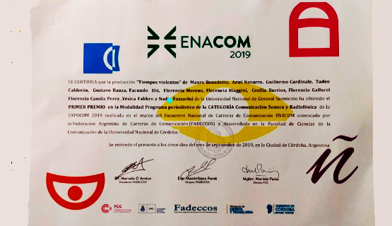 Un trabajo de estudiantes de Comunicación de la UNGS fue premiado en EXPOCOM 2019