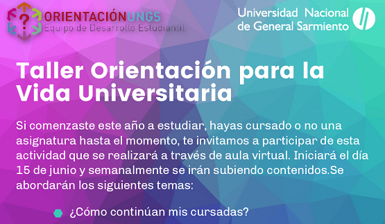 Inscripción para el Taller de orientación para la vida universitaria