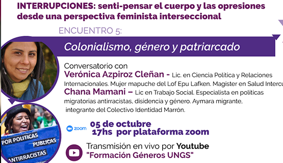 Quinto encuentro del ciclo de charlas formativas en género: “Colonialismo, género y patriarcado”