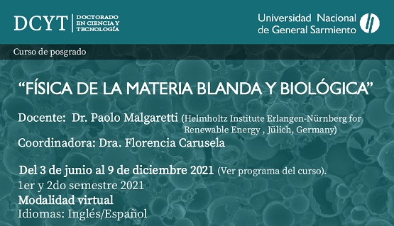 Inscripción para el curso de posgrado Física de la materia blanda y biológica