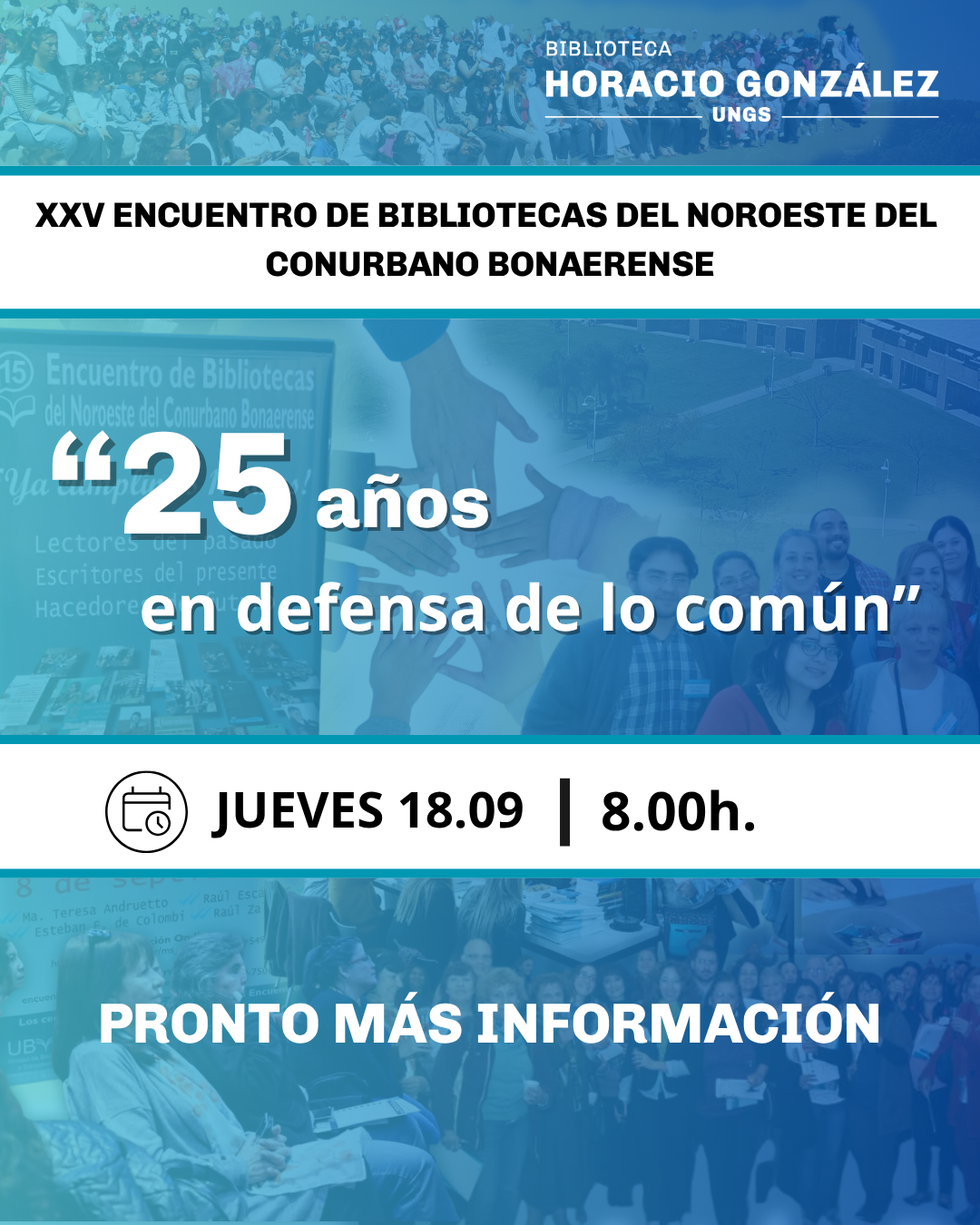Flyer en fondo celeste con letras blancas,mencionando que pronto habrá mas información